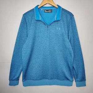 UNDER ARMOUR COLDGEAR BLUEISH GREEN 1/4 ZIP PULL OVER FLEECE SIZE MEDIUM